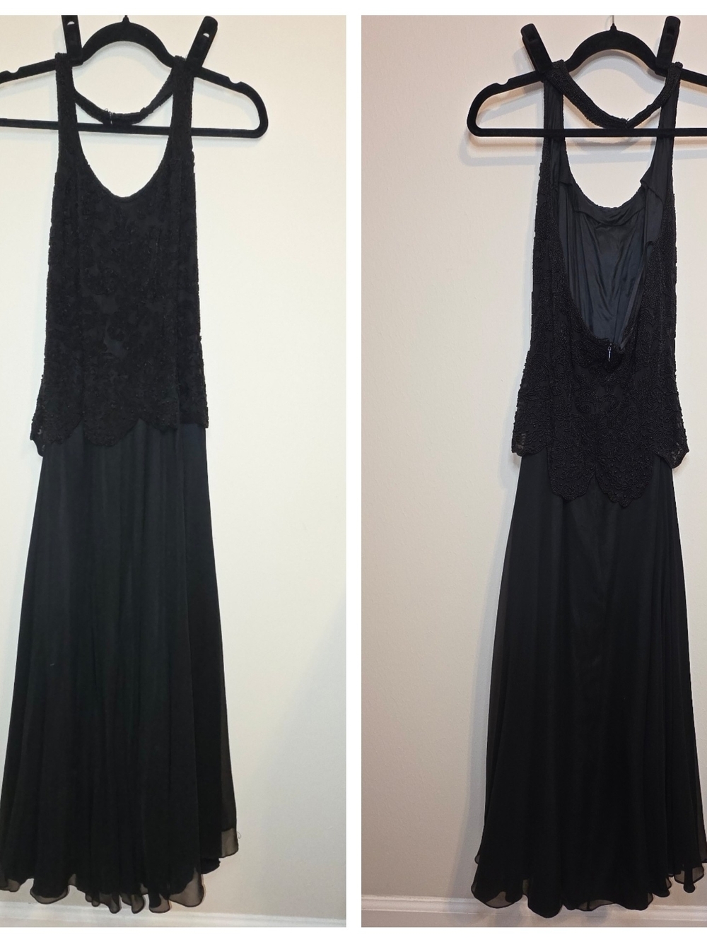 Oleg Cassini Black Beaded Evening Dress